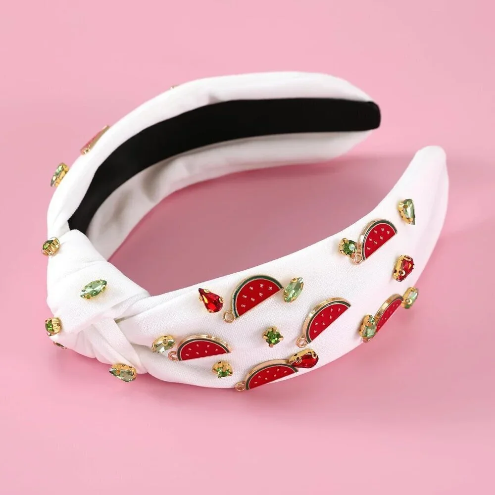 Watermelon Headband Crystal Rhinestones Summer Fruit Hair Accessory for Women